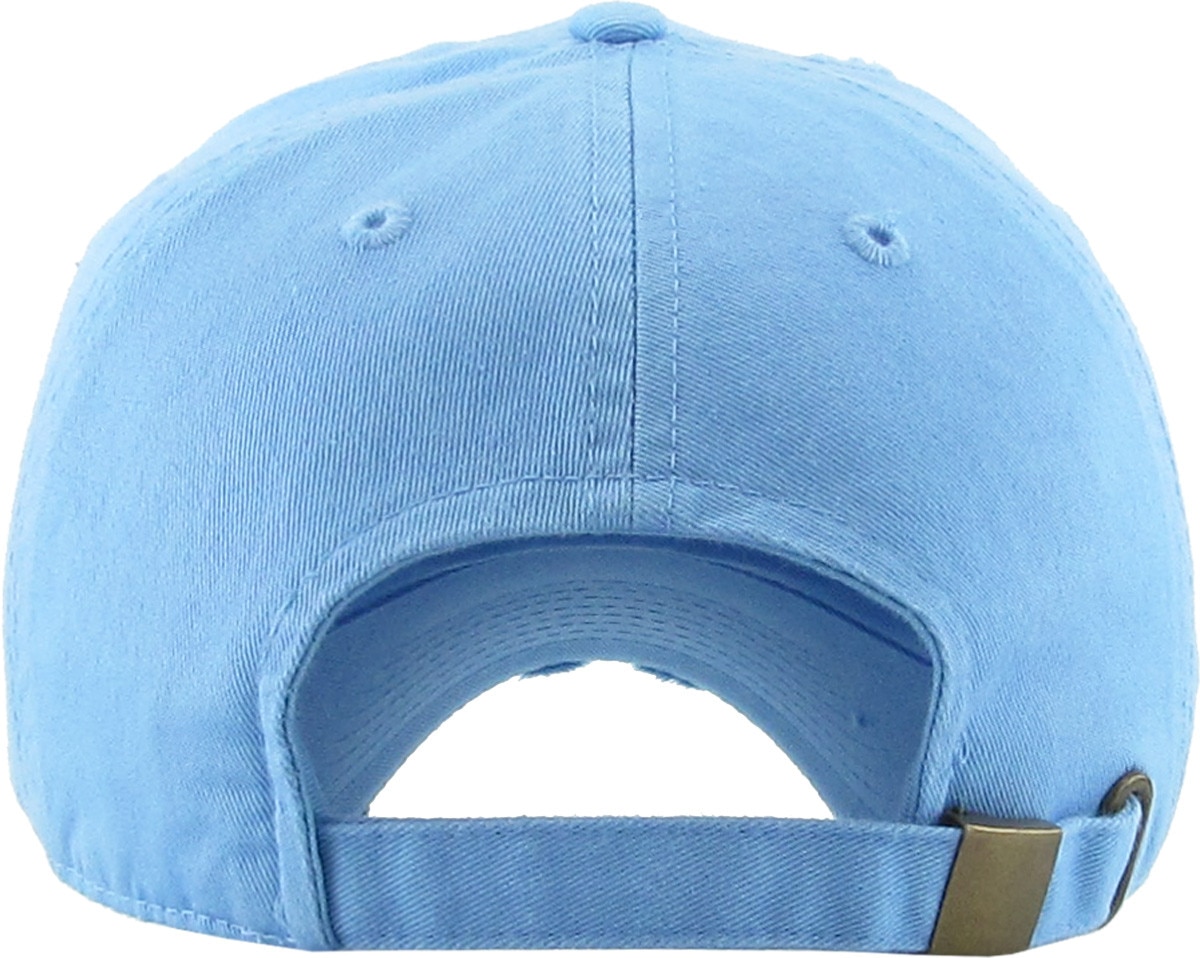 Sky Blue Distressed Vintage Baseball Cap Back View